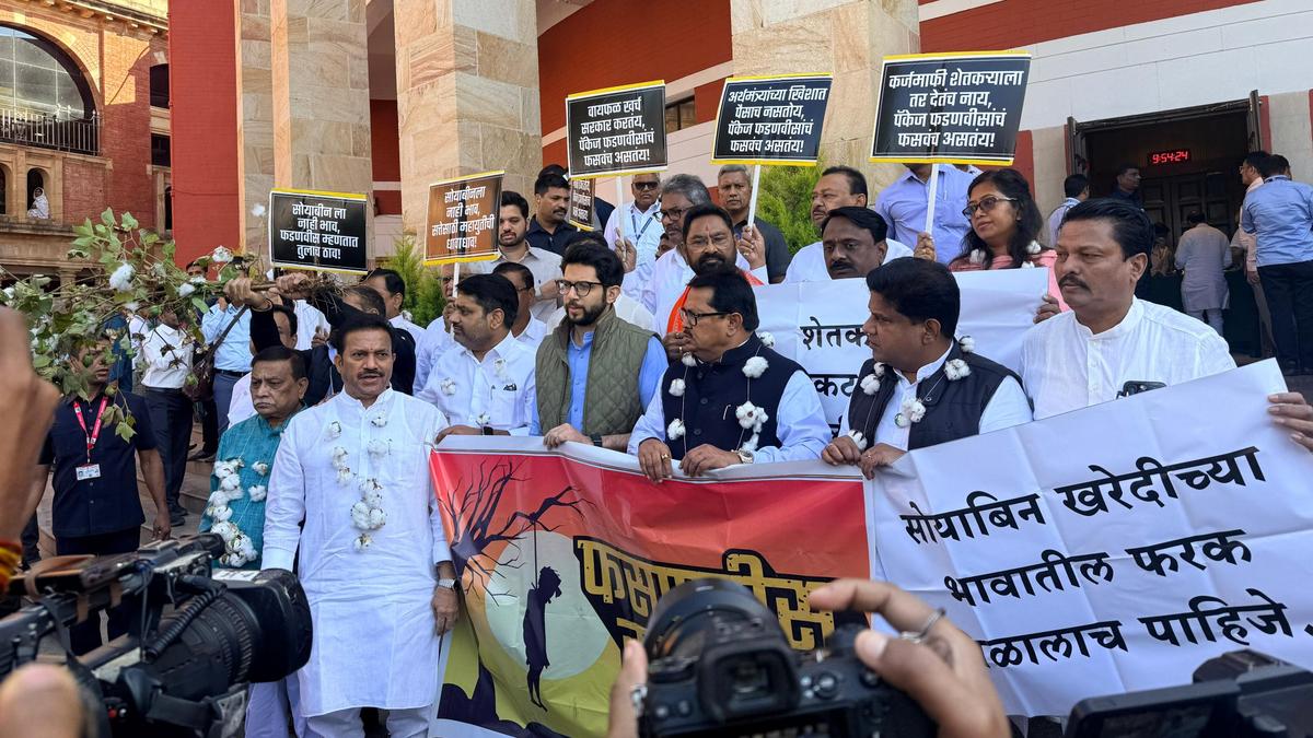 Opposition leaders stage protest on Vidhan Bhavan steps over farmers’ issues